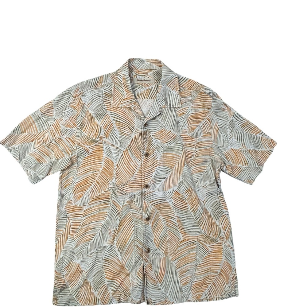 Tommy Bahama Men’s 100% Silk Button Down Leaf Print Tropical‎ Shirt M Casual